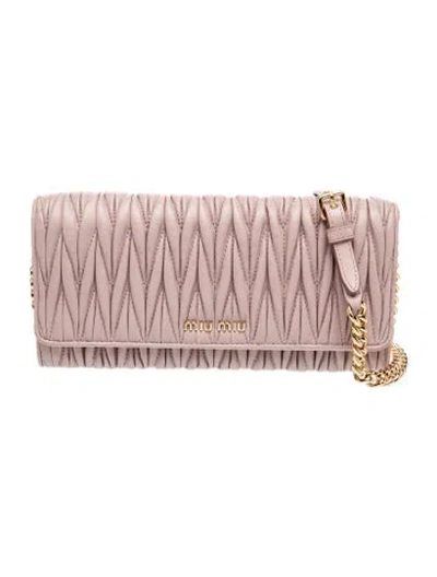 Pre-owned Miu Miu Leather Clutch In Pink