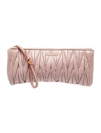 Pre-owned Miu Miu Leather Clutch In Pink