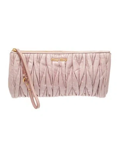 Pre-owned Miu Miu Leather Clutch In Pink