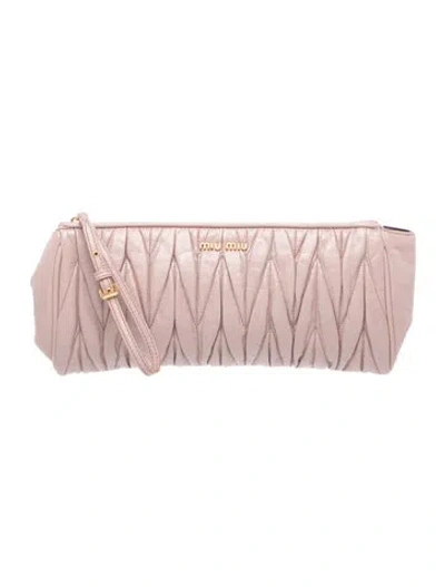 Pre-owned Miu Miu Leather Clutch In Purple