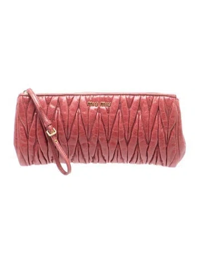Pre-owned Miu Miu Leather Clutch In Red