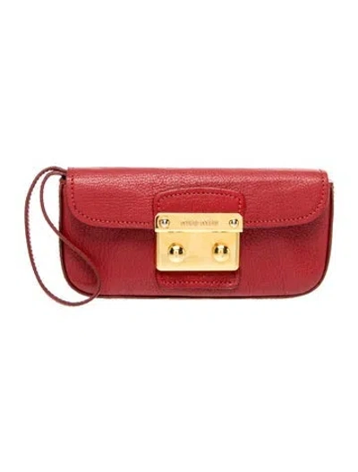 Pre-owned Miu Miu Leather Clutch In Red