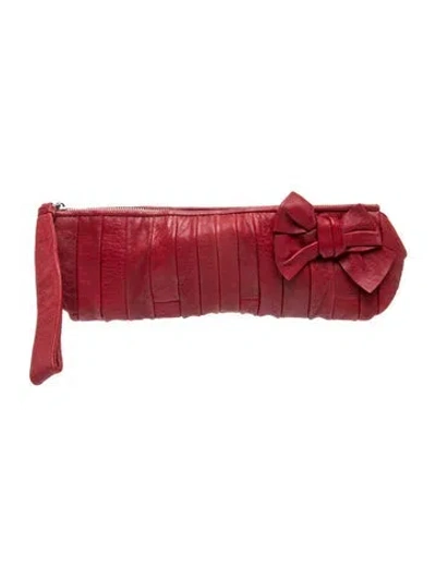 Pre-owned Miu Miu Leather Clutch In Red