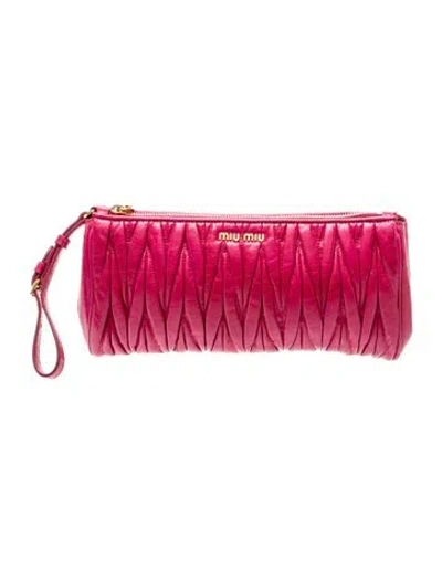 Pre-owned Miu Miu Leather Clutch In Red