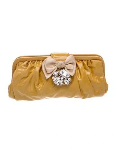 Pre-owned Miu Miu Leather Clutch In Yellow