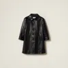 Miu Miu Embossed Logo Leather Jacket In Black
