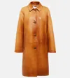Miu Miu Nappa Leather Coat In Miele