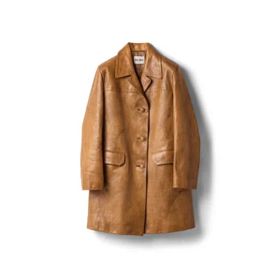 Miu Miu Leather Coat In Neutral