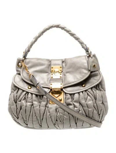 Pre-owned Miu Miu Leather Coffer In Blue