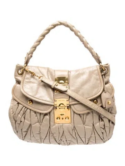Pre-owned Miu Miu Leather Coffer In Green