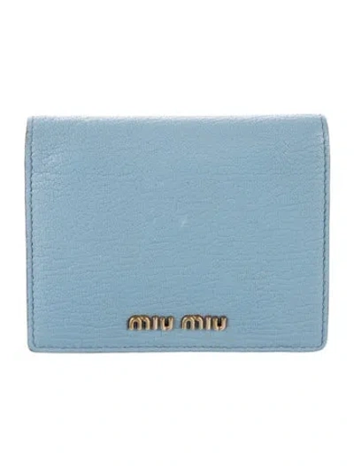 Pre-owned Miu Miu Leather Coin Pouch In Blue