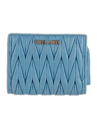 Pre-owned Miu Miu Leather Coin Pouch In Blue