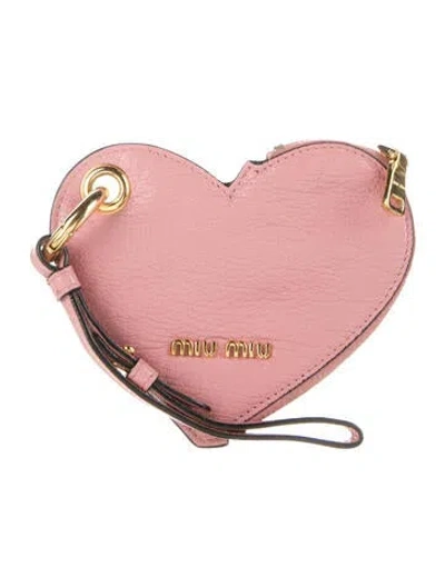 Pre-owned Miu Miu Leather Coin Pouch In Pink