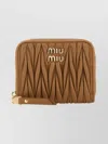 Miu Miu Leather Coin Purse And Wrist Strap In Brown