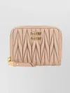 Miu Miu Leather Coin Purse Featuring Quilted Design In Neutral