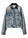 Miu Miu Cropped Denim Jacket With Distressed Finish In Blue