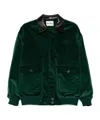 Miu Miu Leather-collar Jacket In Green