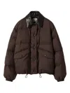 Miu Miu Women Down Jacket With Leather Collar In Brown