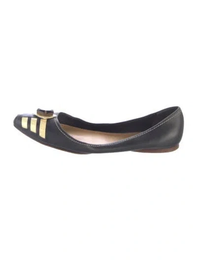 Pre-owned Miu Miu Leather Colorblock Pattern Ballet Flats In Blue