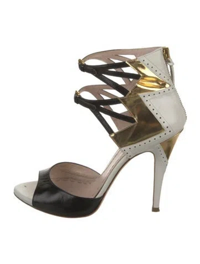 Pre-owned Miu Miu Leather Colorblock Pattern D'orsay Pumps In Neutral