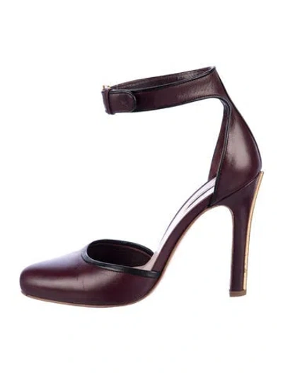 Pre-owned Miu Miu Leather Colorblock Pattern D'orsay Pumps In Purple