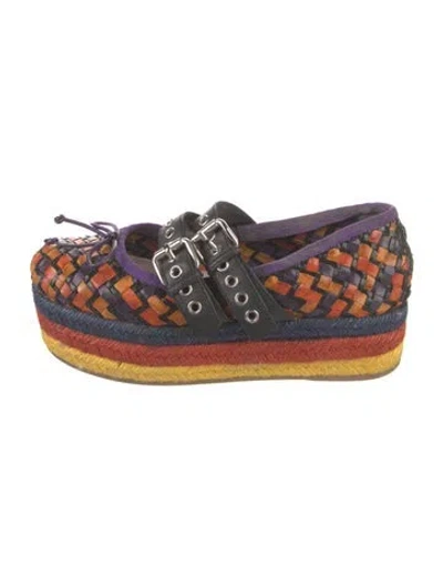 Pre-owned Miu Miu Leather Colorblock Pattern Espadrilles In Purple