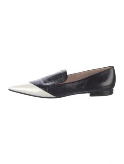 Pre-owned Miu Miu Leather Colorblock Pattern Loafers In Black