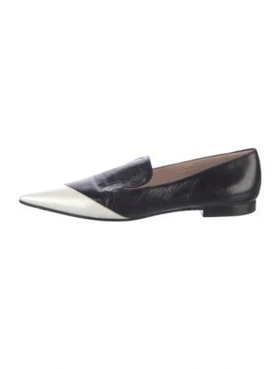 Pre-owned Miu Miu Leather Colorblock Pattern Loafers In Black