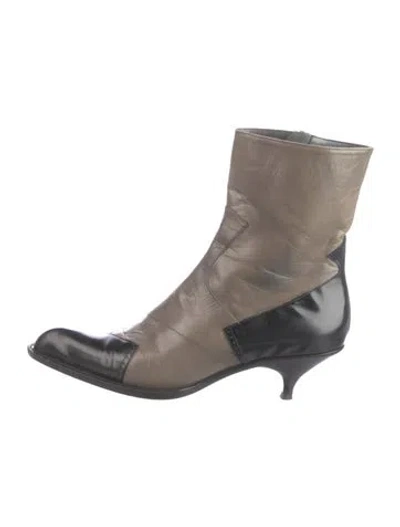 Pre-owned Miu Miu Leather Colorblock Pattern Moto Boots In Multi