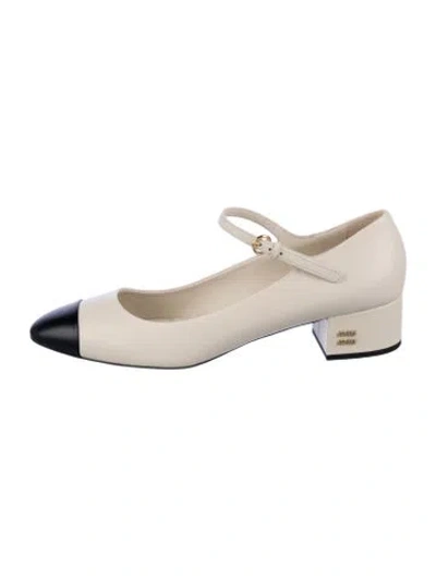 Pre-owned Miu Miu Leather Colorblock Pattern Pumps In Neutral