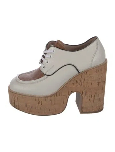 Pre-owned Miu Miu Leather Colorblock Pattern Pumps In White