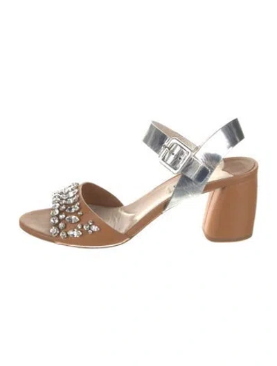 Pre-owned Miu Miu Leather Colorblock Pattern Sandals In Multi