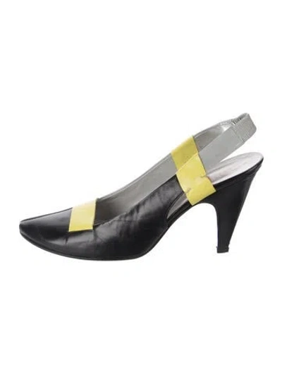 Pre-owned Miu Miu Leather Colorblock Pattern Slingback Pumps In Multi