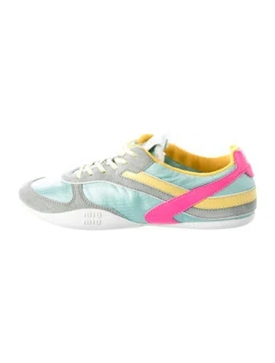 Pre-owned Miu Miu Leather Colorblock Pattern Sneakers In Multi