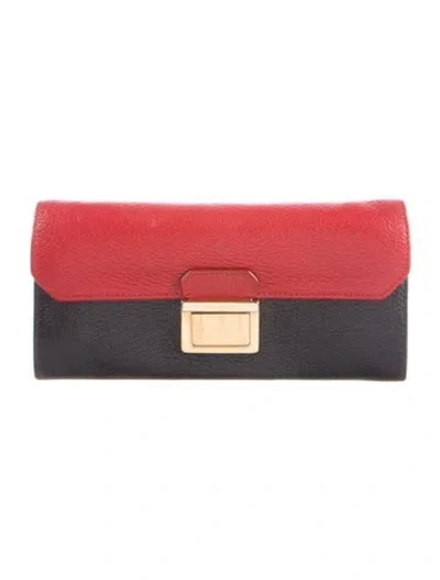 Pre-owned Miu Miu Leather Colorblock Pattern Wallet In Black