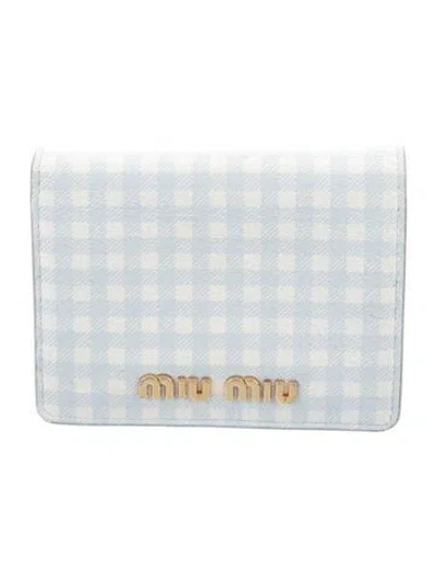 Pre-owned Miu Miu Leather Compact Wallet In Blue