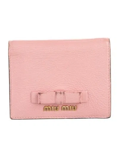 Pre-owned Miu Miu Leather Compact Wallet In Pink