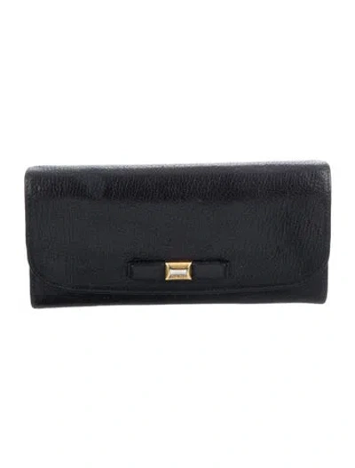 Pre-owned Miu Miu Leather Continental Wallet In Black