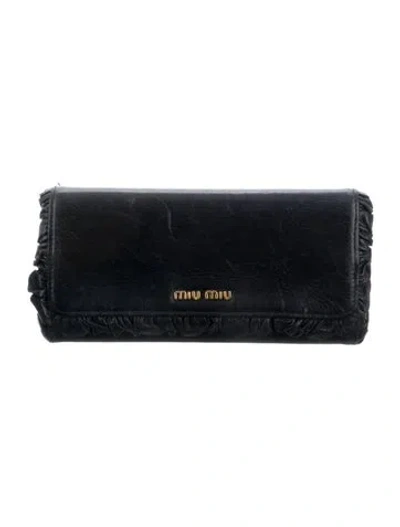 Pre-owned Miu Miu Leather Continental Wallet In Blue