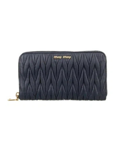Pre-owned Miu Miu Leather Continental Wallet In Blue
