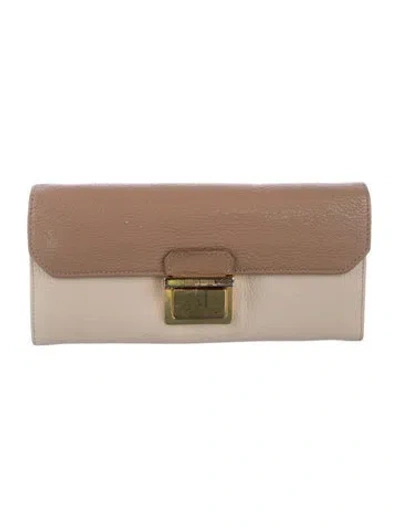 Pre-owned Miu Miu Leather Continental Wallet In Brown