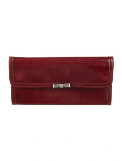 Pre-owned Miu Miu Leather Continental Wallet In Burgundy