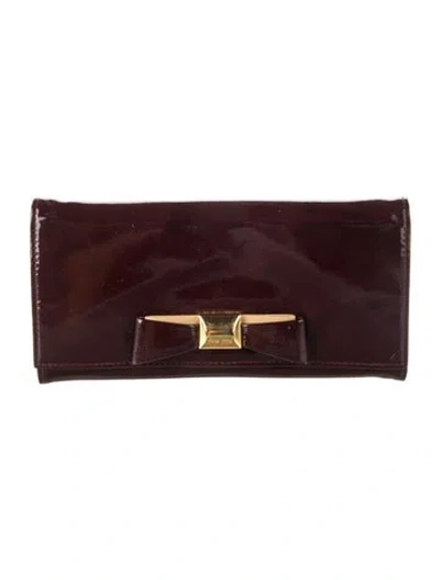 Pre-owned Miu Miu Leather Continental Wallet In Burgundy