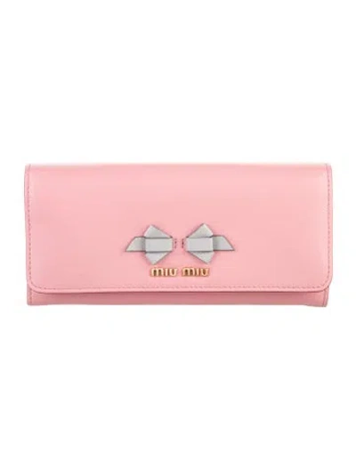 Pre-owned Miu Miu Leather Continental Wallet In Multi