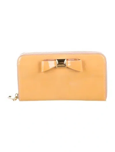 Pre-owned Miu Miu Leather Continental Wallet In Neutral