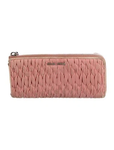 Pre-owned Miu Miu Leather Continental Wallet In Pink