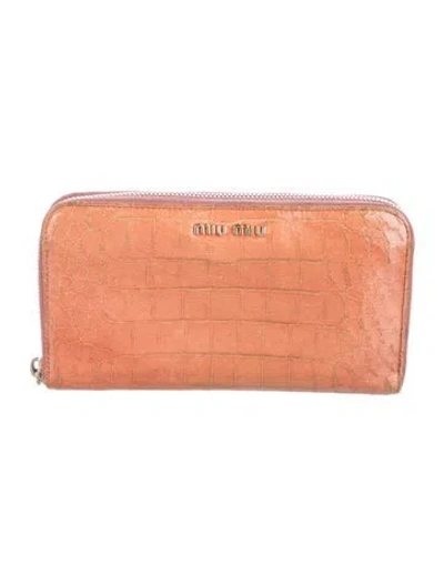 Pre-owned Miu Miu Leather Continental Wallet In Pink