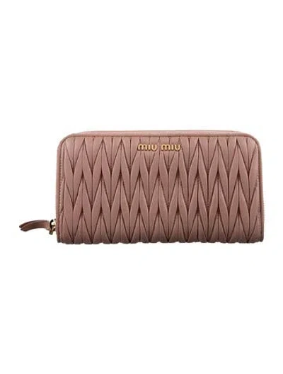 Pre-owned Miu Miu Leather Continental Wallet In Pink