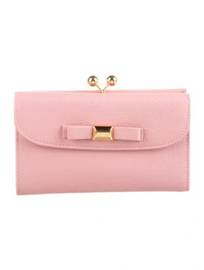 Pre-owned Miu Miu Leather Continental Wallet In Pink