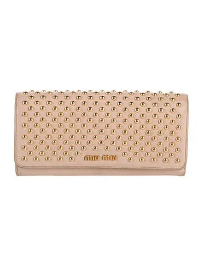 Pre-owned Miu Miu Leather Continental Wallet In Pink